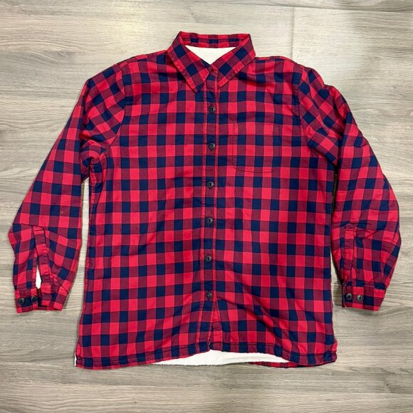 L.L. Bean Women's Fleece-Lined Flannel Shirt, Snap-Front Plaid - Red - Picture 1 of 5
